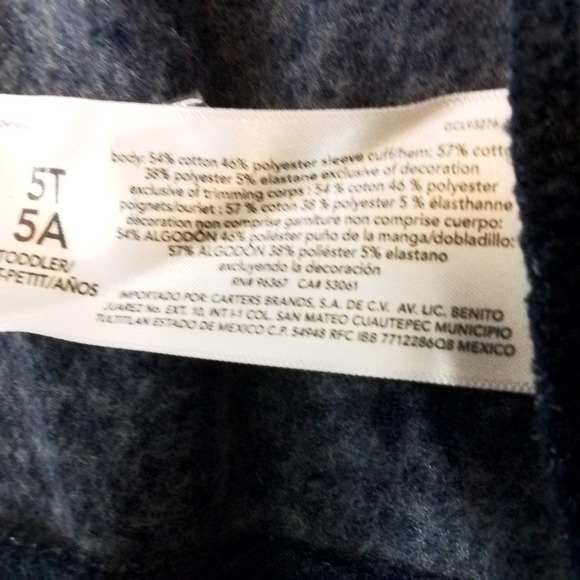 Oshkosh Full Zip‎ Fleece Hoodie Girl's Size 5T in Denim Blue w/ White Daisies - Picture 9 of 13